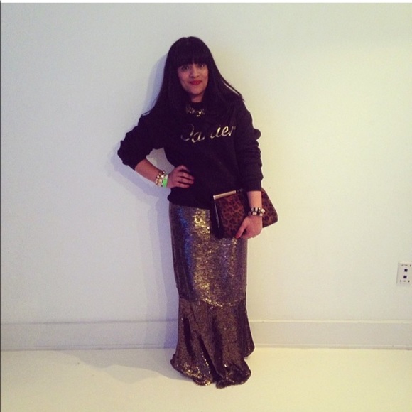 GRYPHON gold sequin mermaid maxi skirt - Picture 3 of 9